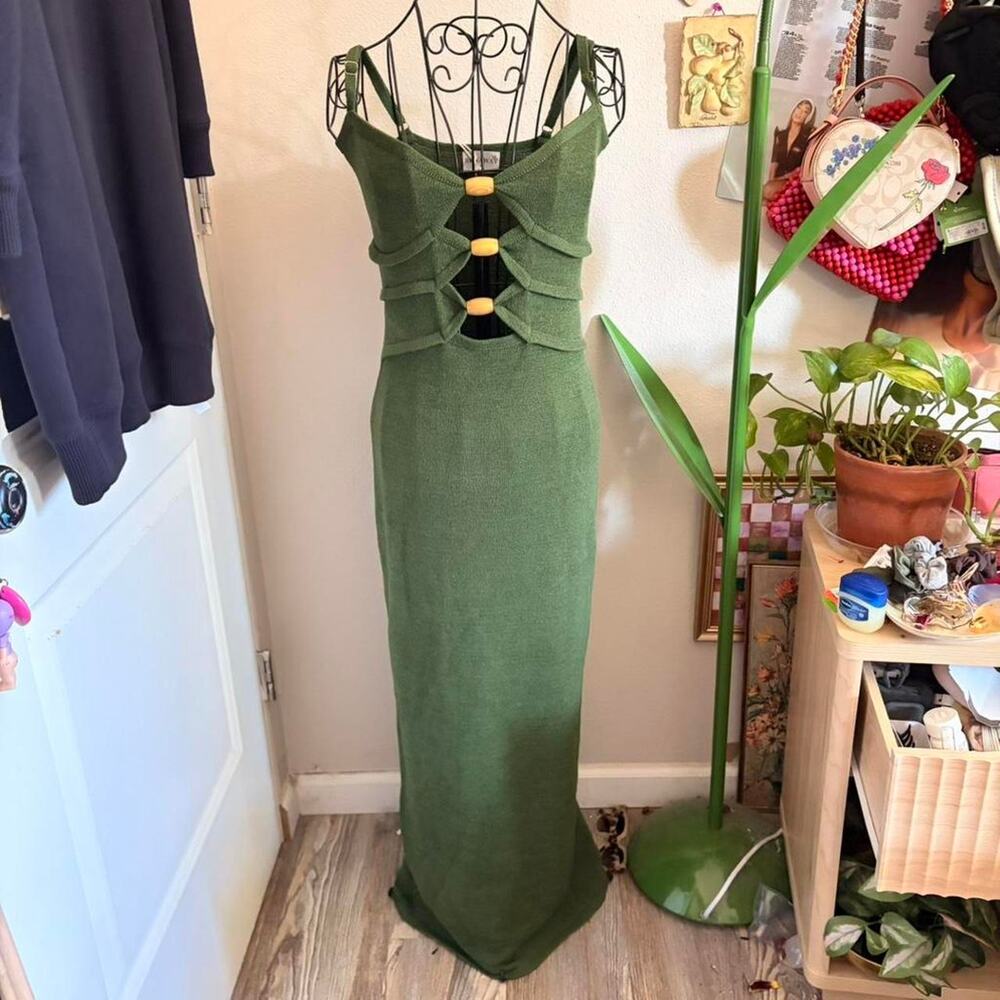 Runaway Normani Midi Dress Green Olive M